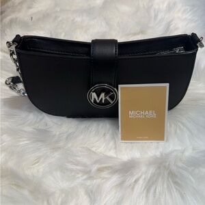 Michael Kors Black Shoulder Bag with Silver Chain
